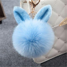 Load image into Gallery viewer, 2019 Fur Pom Pom Keychains Fake Rabbit fur ball key chain porte clef pompom de fourrure fluffy Bag Charms bunny keychain Keyring