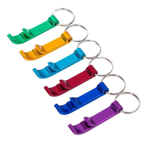 Portable Beer Bottle Opener Keychain 4 In 1 Pocket Aluminum Beer Bottle Opener Can 6 Colors Wedding Party Favor Gifts