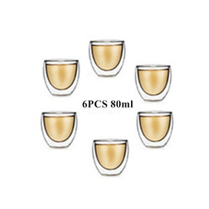 80/250/350/450ml Heat-resistant Double Wall Glass Cup Beer Coffee Cups Handmade Healthy Drink Mug Tea Mugs Transparent Drinkware