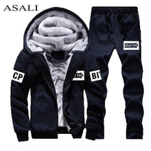 Load image into Gallery viewer, Tracksuit Men Sporting Fleece Thick Hooded Brand-Clothing Casual Track Suit Men Jacket+Pant Warm Fur Inside Winter Sweatshirt