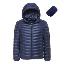 Load image into Gallery viewer, 2019 Men Hooded ultraLight White Duck Down Jacket Warm Jacket Line Portable Package men pack jacket