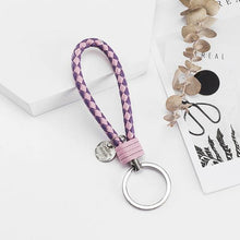 Load image into Gallery viewer, Vicney 33 Colors PU Leather Braided Woven Rope bts keychain DIY bag Pendant Key Chain Holder Car Keyrings Men Women Keychain