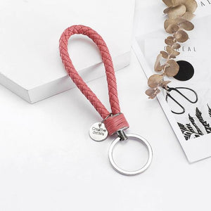 Vicney 33 Colors PU Leather Braided Woven Rope bts keychain DIY bag Pendant Key Chain Holder Car Keyrings Men Women Keychain