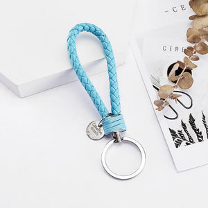 Vicney 33 Colors PU Leather Braided Woven Rope bts keychain DIY bag Pendant Key Chain Holder Car Keyrings Men Women Keychain