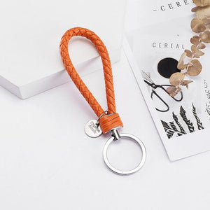 Vicney 33 Colors PU Leather Braided Woven Rope bts keychain DIY bag Pendant Key Chain Holder Car Keyrings Men Women Keychain