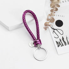 Load image into Gallery viewer, Vicney 33 Colors PU Leather Braided Woven Rope bts keychain DIY bag Pendant Key Chain Holder Car Keyrings Men Women Keychain