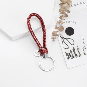 Vicney 33 Colors PU Leather Braided Woven Rope bts keychain DIY bag Pendant Key Chain Holder Car Keyrings Men Women Keychain