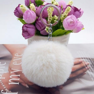 30 Colors Fluffy Fur Pom Pom Keychains Soft Faux Rex Rabbit Fur Ball Car Keyring Pompom Key Chains Women Bag Pendant Jewelry Diy