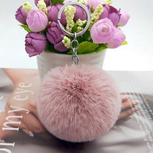 30 Colors Fluffy Fur Pom Pom Keychains Soft Faux Rex Rabbit Fur Ball Car Keyring Pompom Key Chains Women Bag Pendant Jewelry Diy