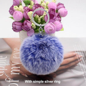 30 Colors Fluffy Fur Pom Pom Keychains Soft Faux Rex Rabbit Fur Ball Car Keyring Pompom Key Chains Women Bag Pendant Jewelry Diy