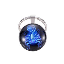 Load image into Gallery viewer, Luminous Zodiac Sign Keychain 12 Constellation Leo Libra Scorpio Sagittarius Pendant Double Face Keyring Key Holder Birthday